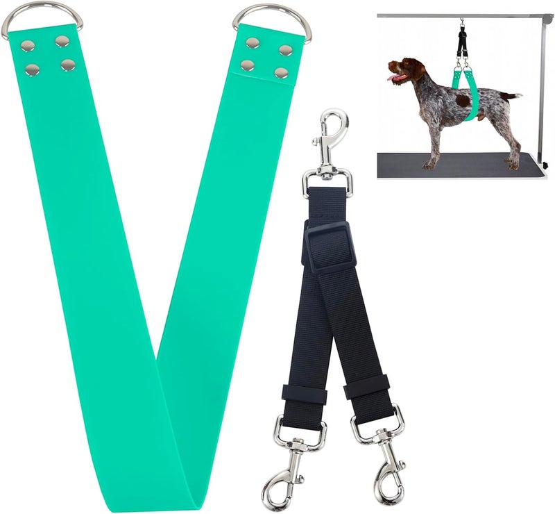 DISCPETSEC Dog Grooming Belly Band - Pet Grooming Belly Straps Groomer Belly Support 2" Wide Waterproof Strong PVC Dogs Loop with Adjustable Connector Groom Restraint for Pets Bathing Salon (Turquoise-Long) - Image 1